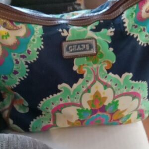 Chaps Brown Leather Accent Bag